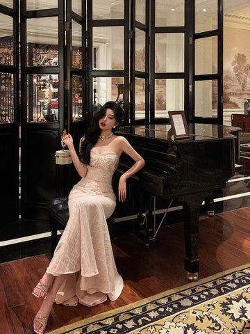 Sheath Sweetheart Sequin Lace Long Prom Dresses Evening Dress SD419